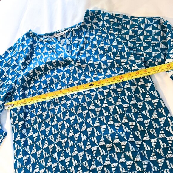 SOFT SURROUNDINGS Blue Geometric Print Tunic Sz Medium Narah Top Cotton Blend - Picture 8 of 9